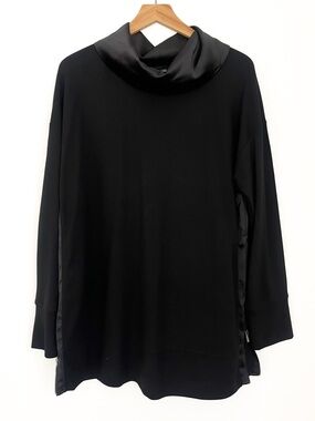 Jones New York Signature Satin Cowl Neck Tunic M Black